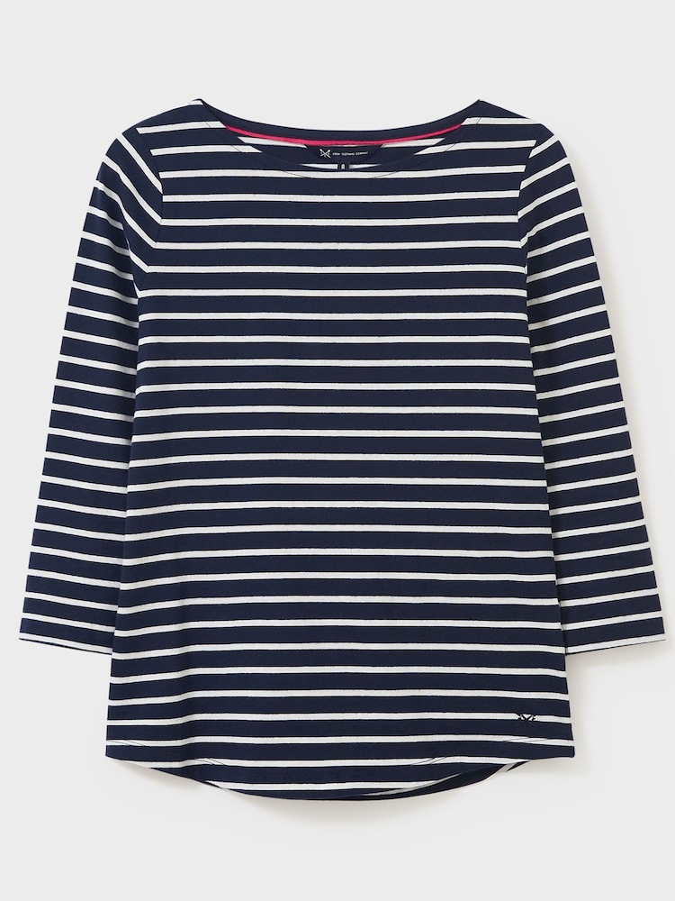 Crew Clothing Company Navy Blue 100% Cotton Essential Breton Stripe Top - Image 4 of 4