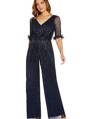 Adrianna Papell Stardust Pleated Soft Jumpsuit - Image 3 of 5