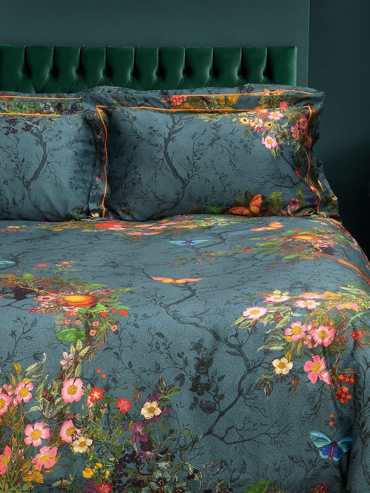 Timorous Beasties Blue Bloomsbury Garden 100% Cotton Duvet Cover and Pillowcase Set - Image 1 of 5 Timorous Beasties Blue Bloomsbury Garden 100% Cotton Duvet Cover and Pillowcase Set - Image 1 of 5