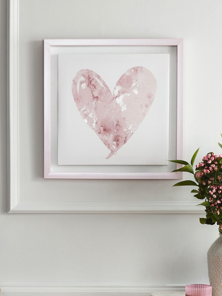 Pink Heart Framed Canvas Wall Art - Image 4 of 6