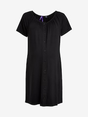 Seraphine Black Button-Down Maternity Nighties Twin Pack - Image 2 of 7
