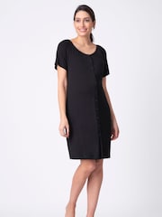 Seraphine Black Button-Down Maternity Nighties Twin Pack - Image 3 of 7