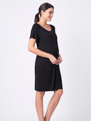 Seraphine Black Button-Down Maternity Nighties Twin Pack - Image 4 of 7
