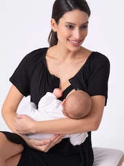 Seraphine Black Button-Down Maternity Nighties Twin Pack - Image 7 of 7