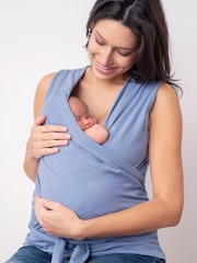 Seraphine Blue Slate Blue Cotton Skin to Skin Post Maternity Top - Image 1 of 7