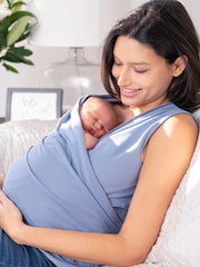 Seraphine Blue Slate Blue Cotton Skin to Skin Post Maternity Top - Image 3 of 7