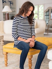 Seraphine Blue Cotton Maternity And Nursing Jumper with Detachable Collar - Image 1 of 4