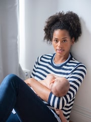 Seraphine Blue Cotton Maternity And Nursing Jumper with Detachable Collar - Image 2 of 4