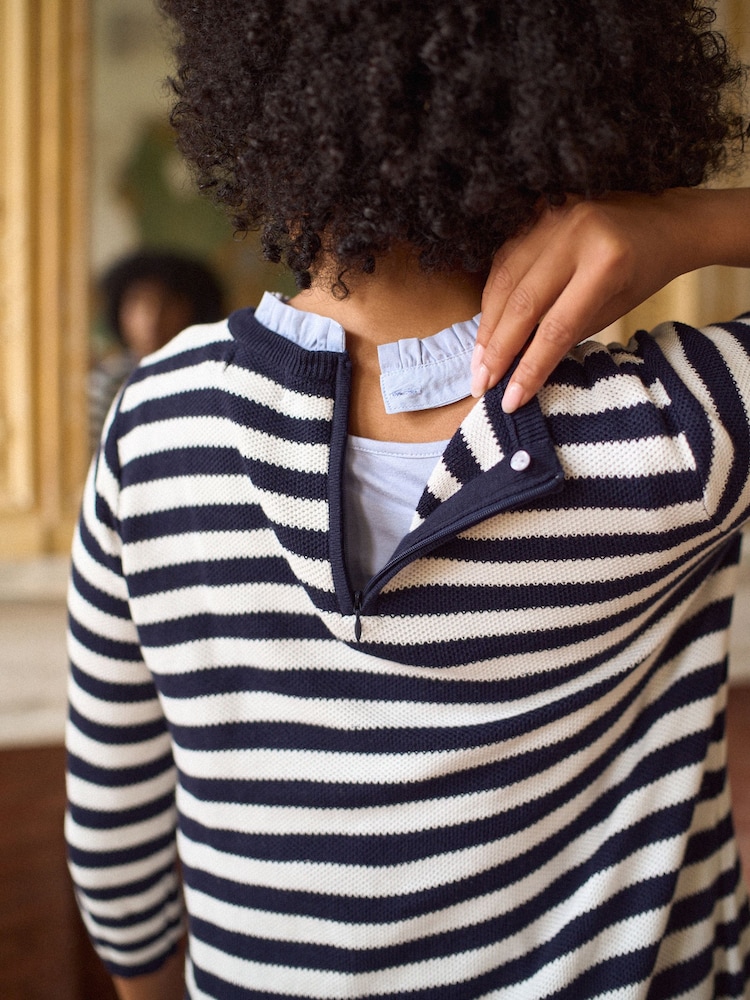 Seraphine Blue Cotton Maternity And Nursing Jumper with Detachable Collar - Image 6 of 6 Seraphine Blue Cotton Maternity And Nursing Jumper with Detachable Collar - Image 6 of 6