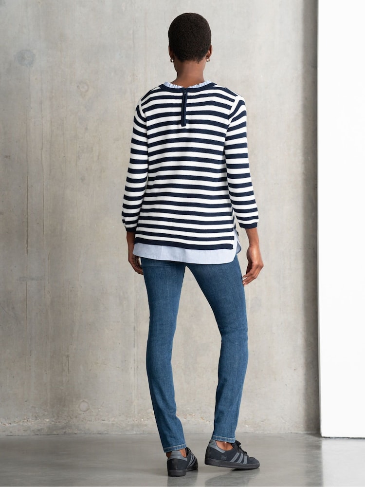Seraphine Blue Cotton Maternity And Nursing Jumper with Detachable Collar - Image 7 of 7