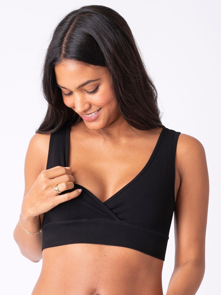 Seraphine Black Bamboo Maternity & Nursing Sleep Bras – Twin Pack - Image 1 of 3