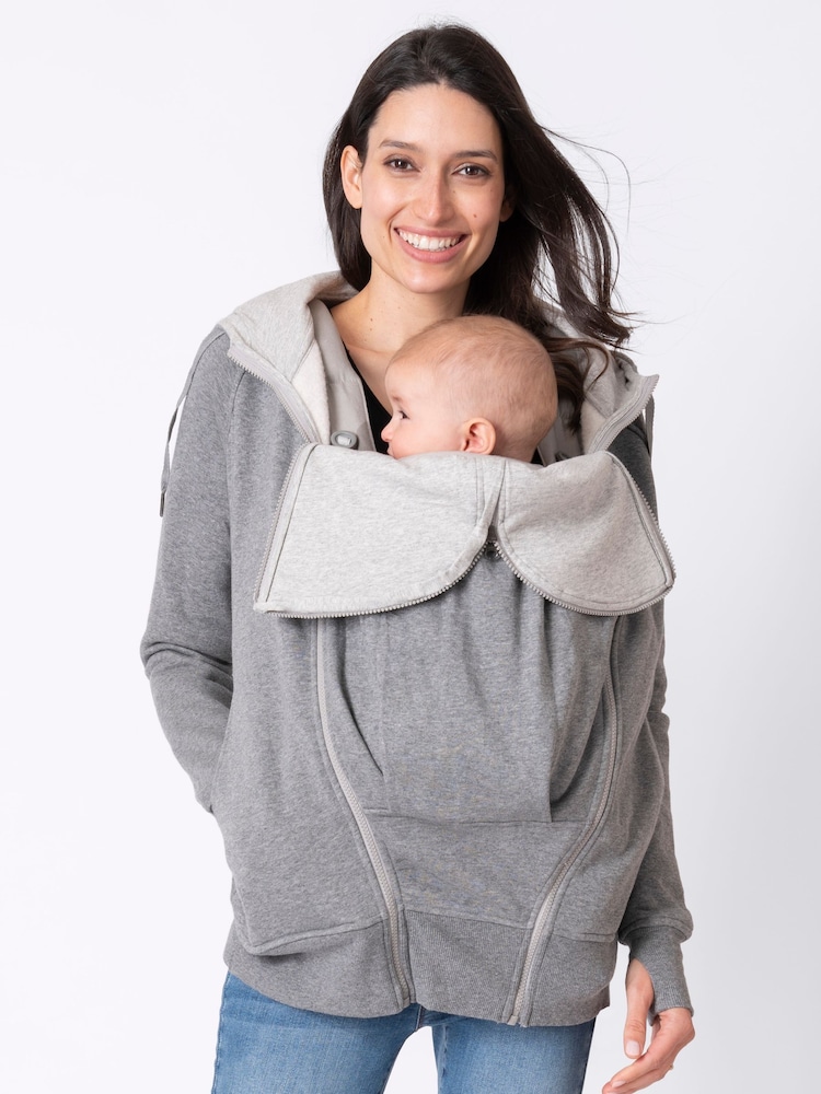 Seraphine Grey Cotton Blend 3 in 1 Maternity Hoodie - Image 2 of 5