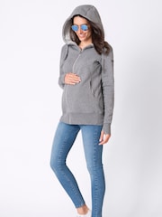 Seraphine Grey Cotton Blend 3 in 1 Maternity Hoodie - Image 4 of 5