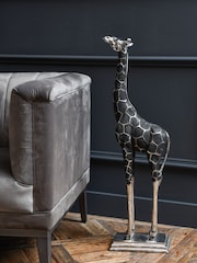 Libra Interiors Silver Giant Forward Facing Ornaments Giraffe Sculpture - Image 1 of 2