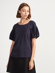 Blusa ligera con manga abullonada en crepé de French Connection - Imagen 1 de 4