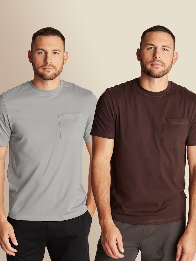 Grey/Brown Jersey Pyjama Shorts Set 2 Pack - Image 1 of 19