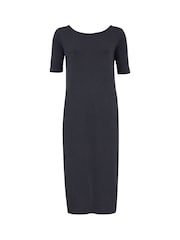 Celtic & Co. Navy Blue Linen/Cotton Button Back Dress - Image 3 of 5