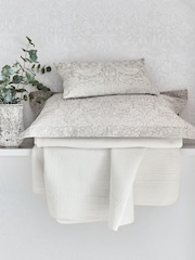 Morris & Co. Pebble Grey Pure Strawberry Thief Jacquard Oxford 100% Cotton Pillowcase - Image 1 of 4