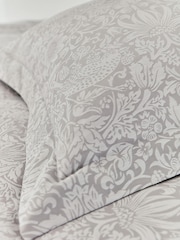 Morris & Co. Pebble Grey Pure Strawberry Thief Jacquard Oxford 100% Cotton Pillowcase - Image 2 of 4