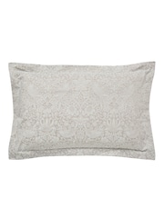 Morris & Co. Pebble Grey Pure Strawberry Thief Jacquard Oxford 100% Cotton Pillowcase - Image 4 of 4