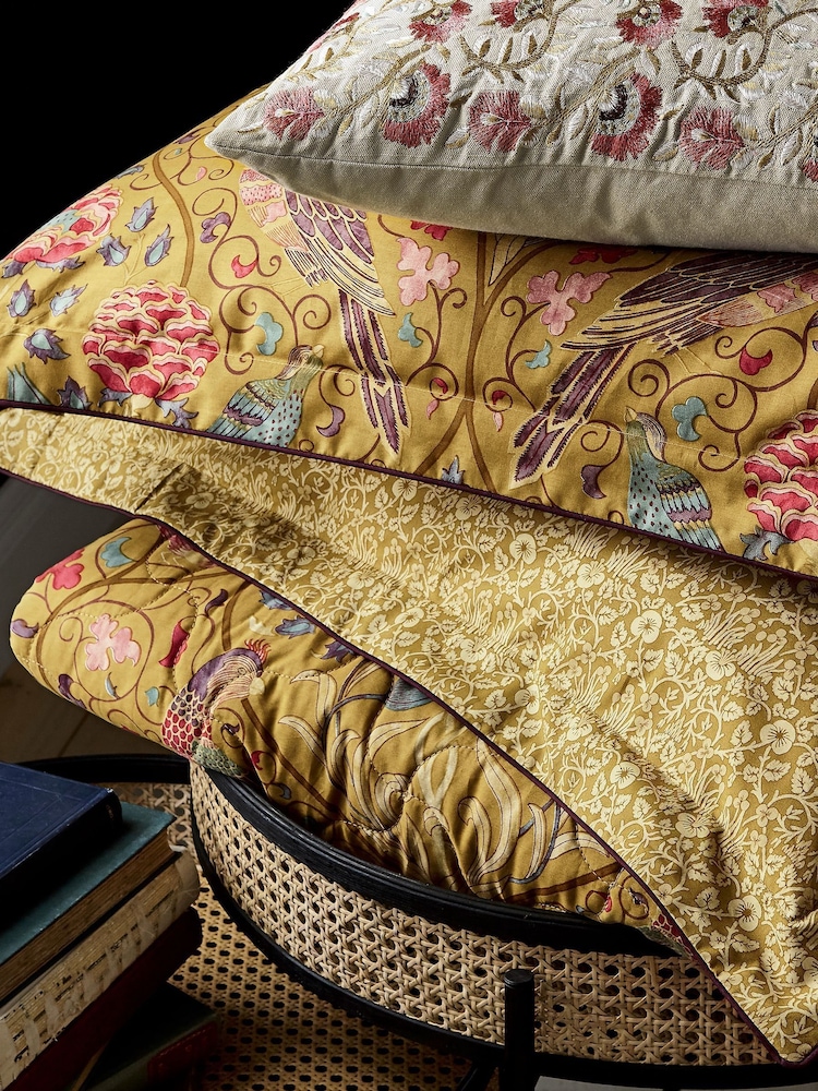 Morris & Co. Saffron Yellow Seasons by May 200 Thread Count Quilted 100% Cotton Throw - Image 3 of 3