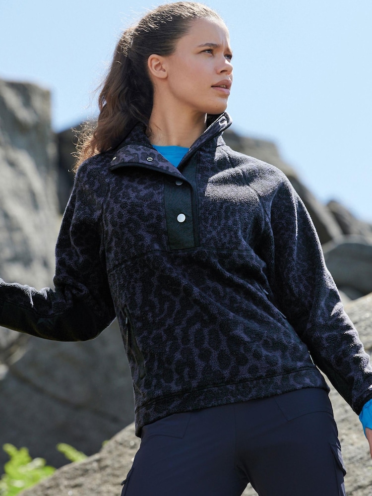 Slate Navy Blue Animal Next Elements Popper Neck Fleece - Image 1 of 6