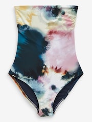 Navy/Pink Tie Dye Essential Bandeau Swimsuit - Image 5 of 5
