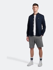 Lyle & Scott Navy Plus Size Oxford Short 100% Cotton Shirt - Image 3 of 5