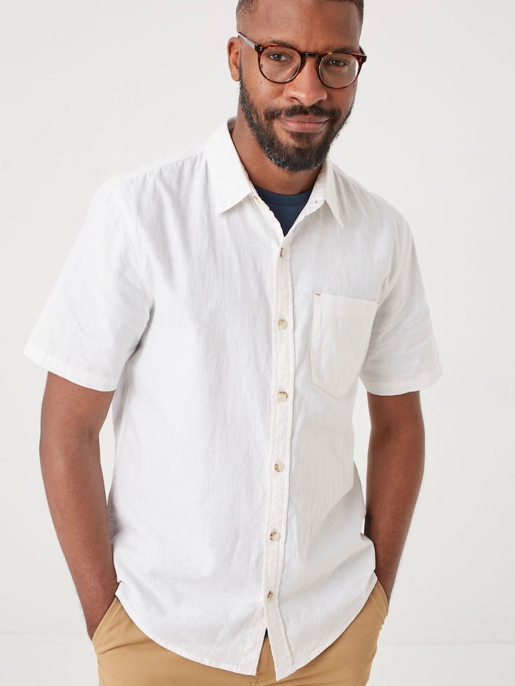 FatFace Bugle Cotton Linen White Shirt - Image 1 of 4