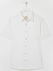 FatFace Bugle Cotton Linen White Shirt - Image 4 of 4