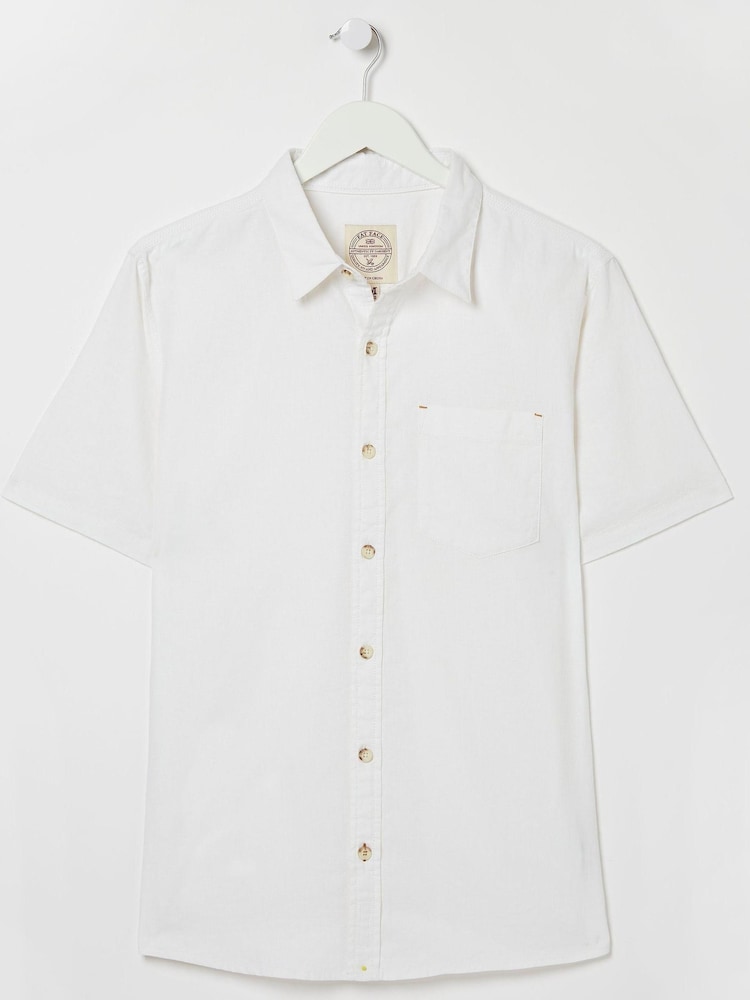 FatFace Bugle Cotton Linen White Shirt - Image 4 of 4