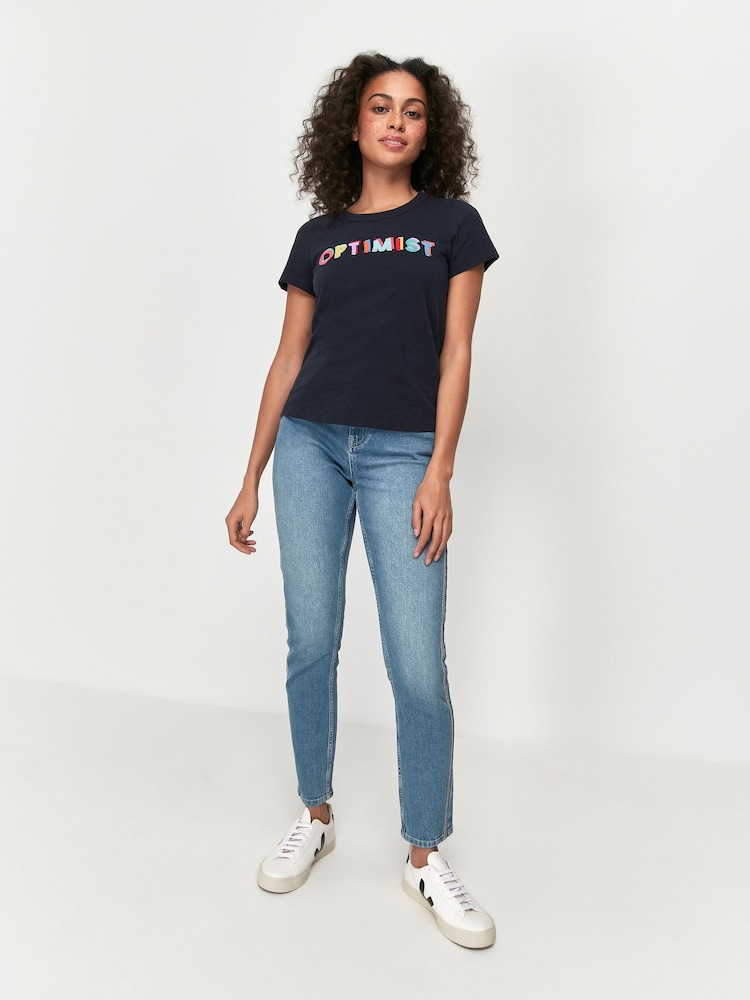 Khost Clothing Blue Optimist Slogan T-Shirt - Image 1 of 3 Khost Clothing Blue Optimist Slogan T-Shirt - Image 1 of 3