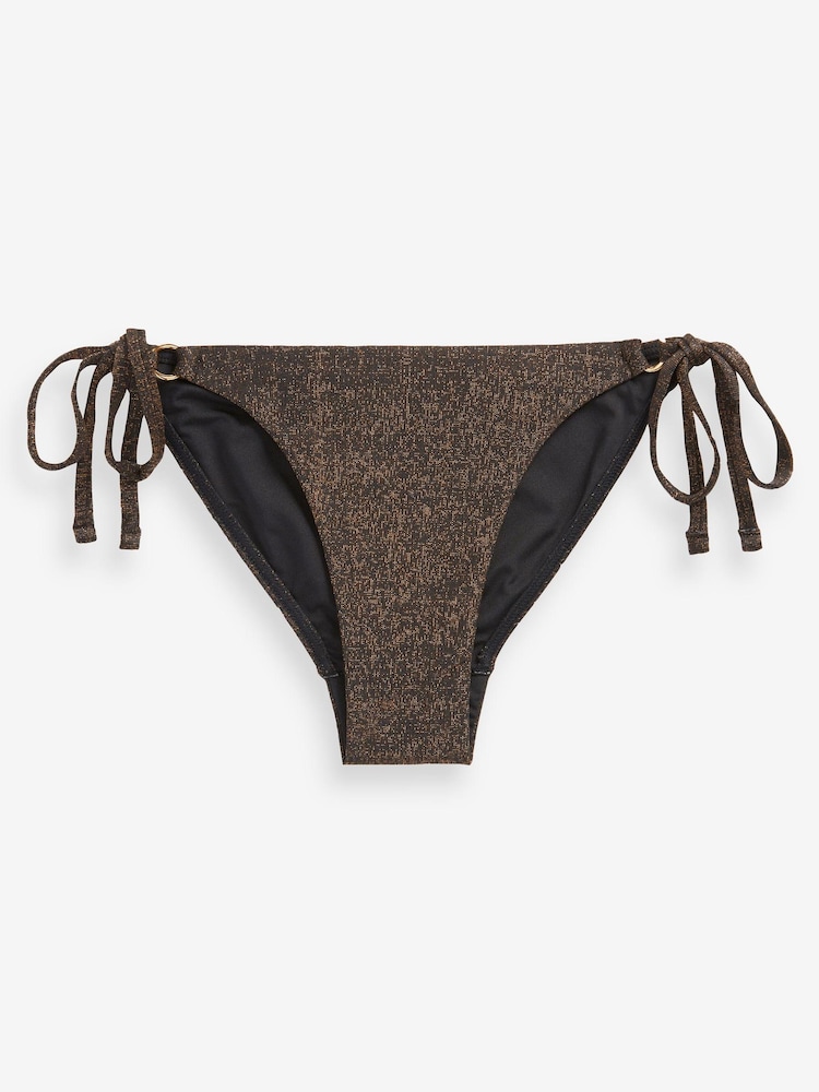 Bronze Brown Sparkle Tie Side Bikini Bottoms - Image 5 of 5