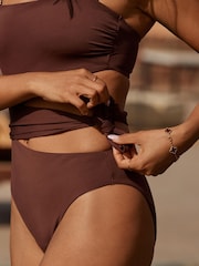 Chocolate Brown Rochelle Signature Tummy Control Cut Out Bandeau Swimsuit - Image 3 of 4