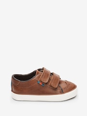 Tan/Brown Brogue Strap Touch Fastening Shoes - Image 1 of 5
