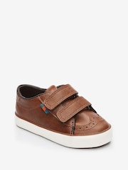 Tan/Brown Brogue Strap Touch Fastening Shoes - Image 2 of 5
