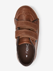 Tan/Brown Brogue Strap Touch Fastening Shoes - Image 3 of 5