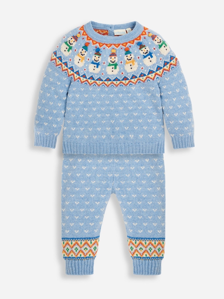 JoJo Maman Bébé Baby Snowman Fair Isle Pattern Knit Set - Imagen 1 de 5