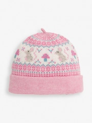 JoJo Maman Bébé Rose Mouse Baby Fairisle Pattern Hat - Image 1 of 2
