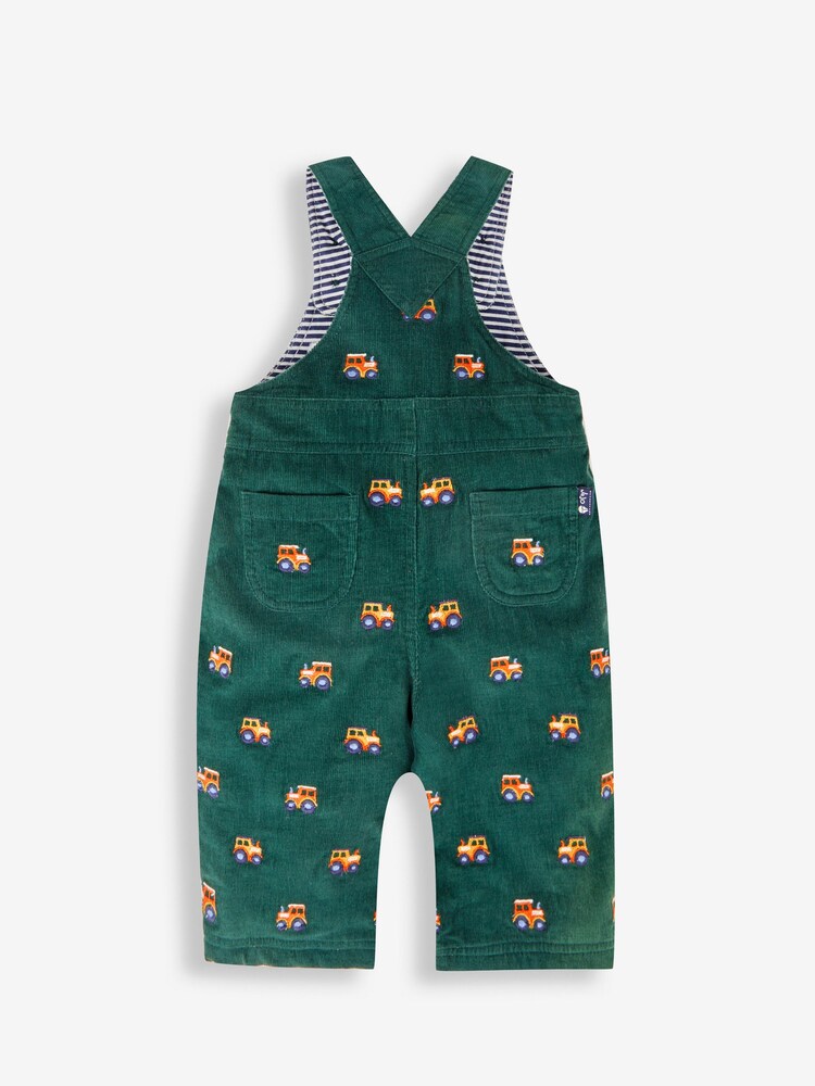 JoJo Maman Bébé Green Tractor Embroidered Cord Dungarees - Image 2 of 3