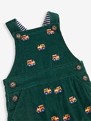 JoJo Maman Bébé Green Tractor Embroidered Cord Dungarees - Image 3 of 3
