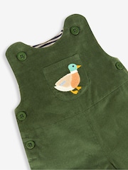 JoJo Maman Bébé Khaki Green Duck Embroidered Pocket Cord Dungarees - Image 3 of 3