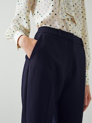 LK Bennett Blue Mariner Linen Blend Cigarette Trousers - Image 4 of 5