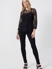 French Connection Clara Black Lace Shirt - Image 1 of 4