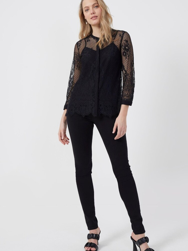 French Connection Clara Black Lace Shirt - Image 1 of 4