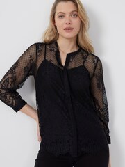 French Connection Clara Black Lace Shirt - Image 3 of 4