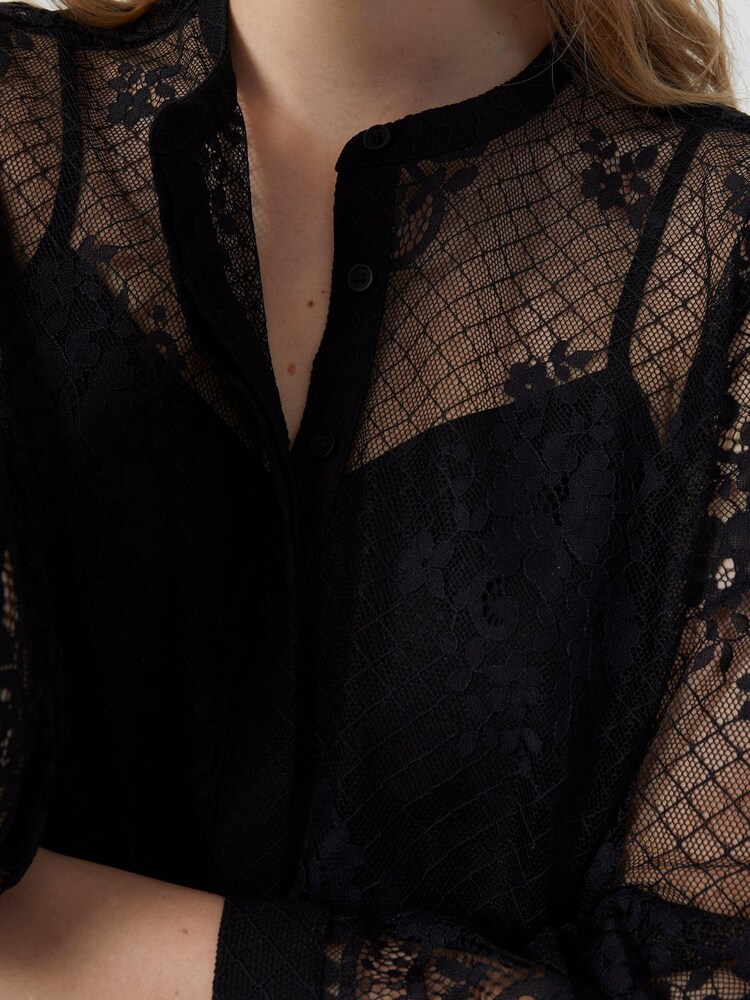 French Connection Clara Black Lace Shirt - Image 4 of 4