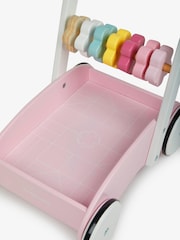 JoJo Maman Bébé Pink Pink Baby Walker with Wooden Blocks - Image 6 of 6