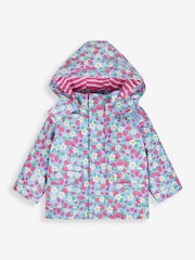JoJo Maman Bébé Blue Strawberry Waterproof Jacket - Image 1 of 3