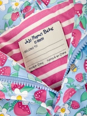 JoJo Maman Bébé Blue Strawberry Waterproof Jacket - Image 2 of 3